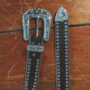 BKE Black Leather Glitz Belt